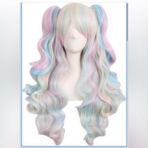 Sexy Full Wig unicorn rainbow Cosplay Lolita anime Costume long Hair 26” w/bangs